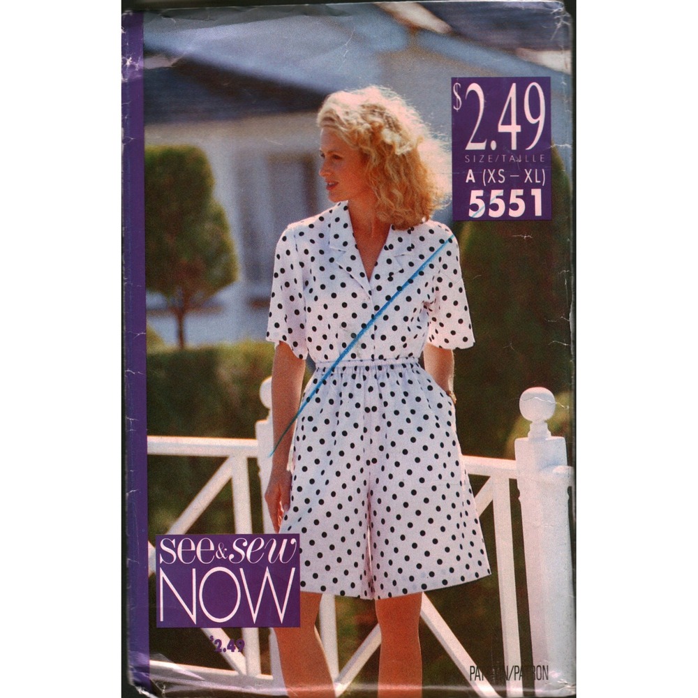 Vintage See & Sew NOW 5551 Misses Petite Shirt Shorts Sewing Pattern Size XS-XL